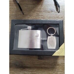 Umo Lorenzo Steel Hip Flask & Key Chain Set